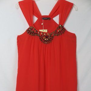 NWT Theme Coral Embellished Sleeveless Smock Top Size S